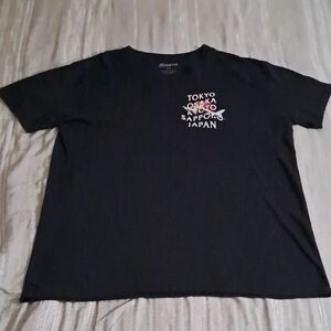 Black Graphic Tee with City Names